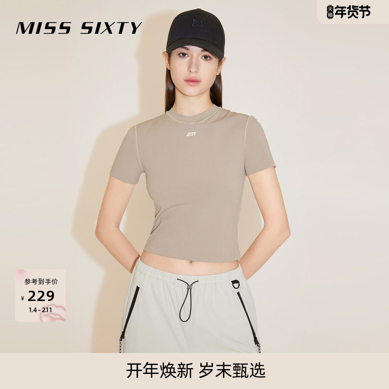 【运动系列】Miss Sixty短T恤女圆领修身美式复古运动风正肩显瘦,女装/女士精品,T恤,淘宝优惠券,粉丝福利购,淘宝优惠卷