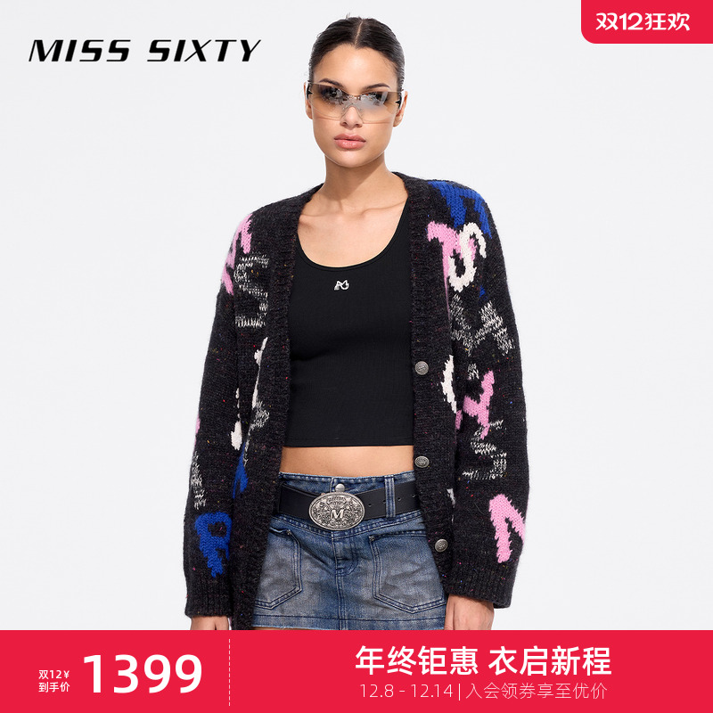 MissSixty撞色字母针织外套
