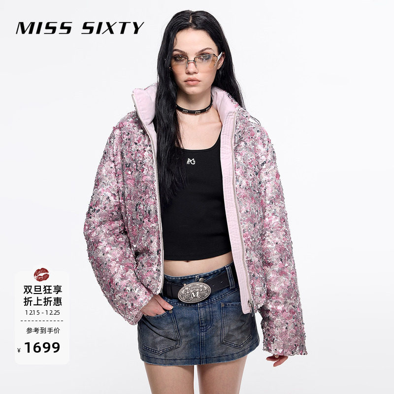 MissSixty立领珠片绣羽绒服