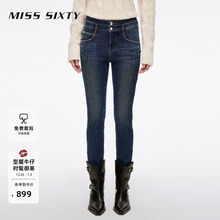 【保暖复合绒】Miss Sixty25冬新款牛仔裤双扣加厚小脚铅笔裤