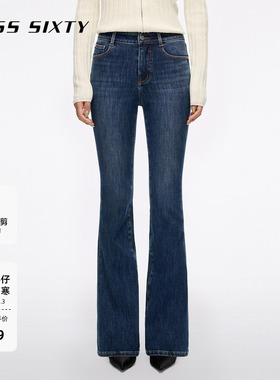 【保暖含羊绒】Miss Sixty25冬新款牛仔裤厚款修身复古显瘦喇叭裤