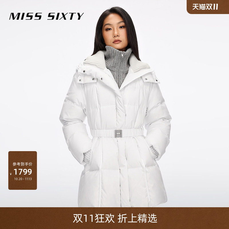 Miss Sixty2026冬季新款羽绒服女针织拼接附腰带90鸭绒优雅外套