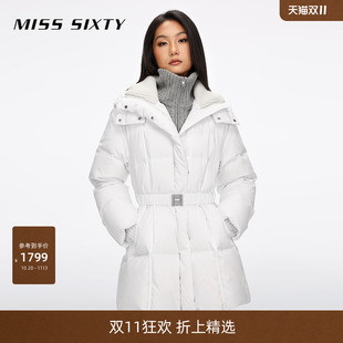 Miss Sixty2026冬季新款羽绒服女针织拼接附腰带90鸭绒优雅外套
