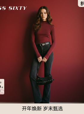 【新年穿搭】Miss Sixty红色针织衫女牦牛绒短上衣桑蚕丝外套毛衣