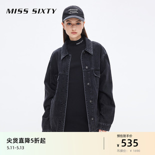 风廓形设计感 复古工装 Sixty牛仔外套女polo领宽松休闲美式 Miss