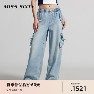 风怀旧 新款 女含醋酸松紧腰口袋复古工装 牛仔裤 Miss Sixty2024夏季