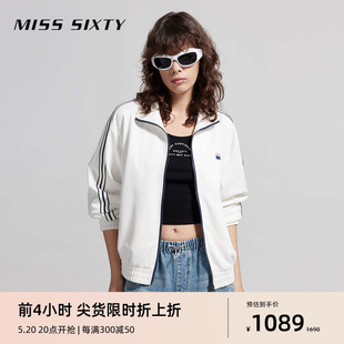 Miss 新款 卫衣外套女撞色运动风拉链翻领长袖 休闲 Sixty2024春季