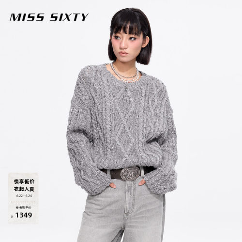 MissSixty复古麻花圆领针织衫