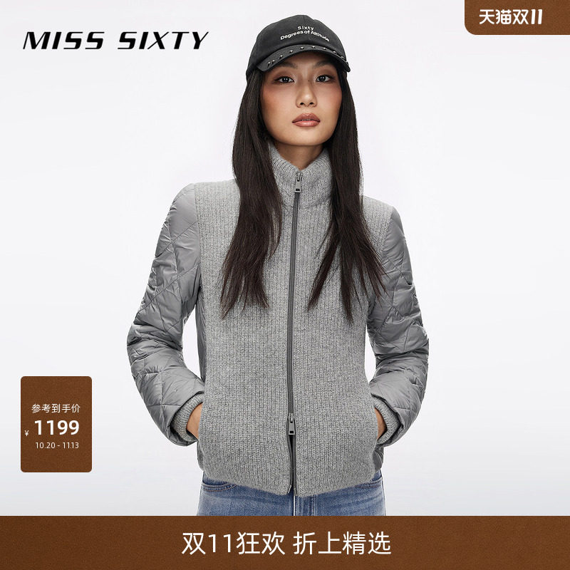 【90鸭绒】Miss Sixty26秋季新款羽绒服女针织拼接休闲外套