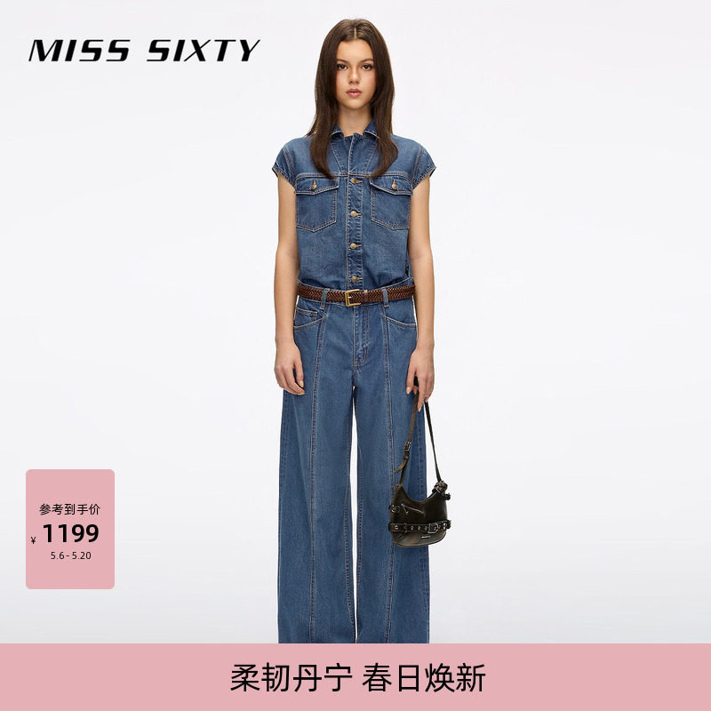 【含莱赛尔】Miss Sixty26春夏新款牛仔连体裤女宽松工装