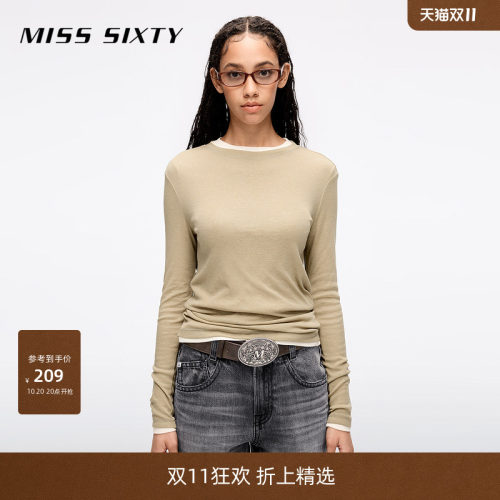 MissSixty长袖含羊毛天丝T恤