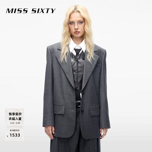 MissSixty羊毛精纺条纹西装外套