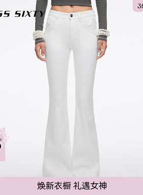 Miss Sixty2026春季新款牛仔裤女中腰M形解构修身白色显瘦喇叭裤