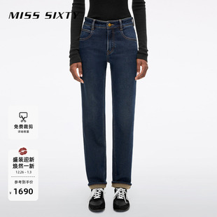 保暖含羊驼毛 牛仔裤 Miss 新款 女显瘦小脚靴裤 Sixty2025冬季