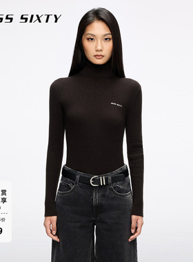 【保暖羊毛羊绒】Miss Sixty25秋新款针织衫女高领紧身长袖