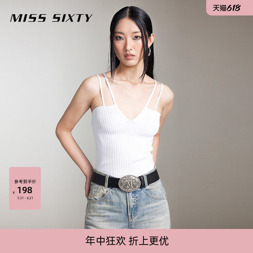 双肩带设计 含桑蚕丝针织 性感辣妹风