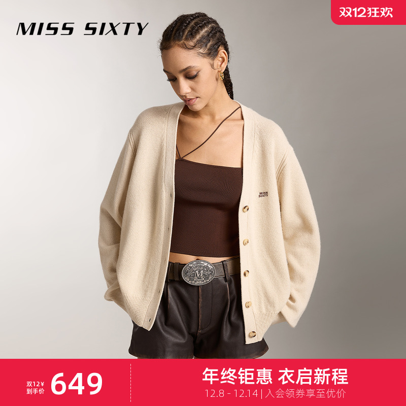 MissSixtyV领刺绣羊绒针织衫