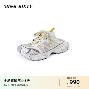 Sixty2024春季 运动鞋 懒人鞋 Miss 新款 设计做旧风格 女包头半拖鞋