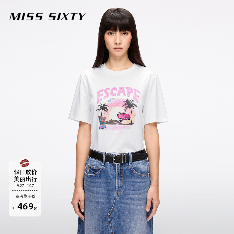 MissSixty烫钻印花短袖T恤