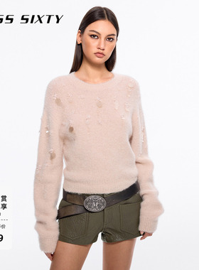 【闪耀派对】【保暖羊驼毛】Miss Sixty针织衫女重工钉珠毛衣温柔