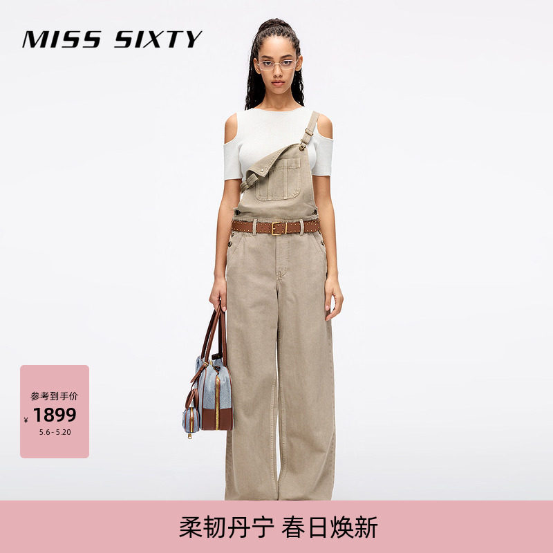 【含汉麻】Miss Sixty夏季牛仔连体裤女一体式工装背带裤直