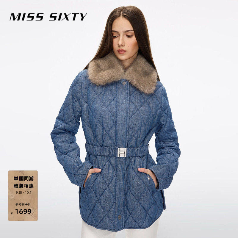 MissSixty附腰带牛仔羽绒外套