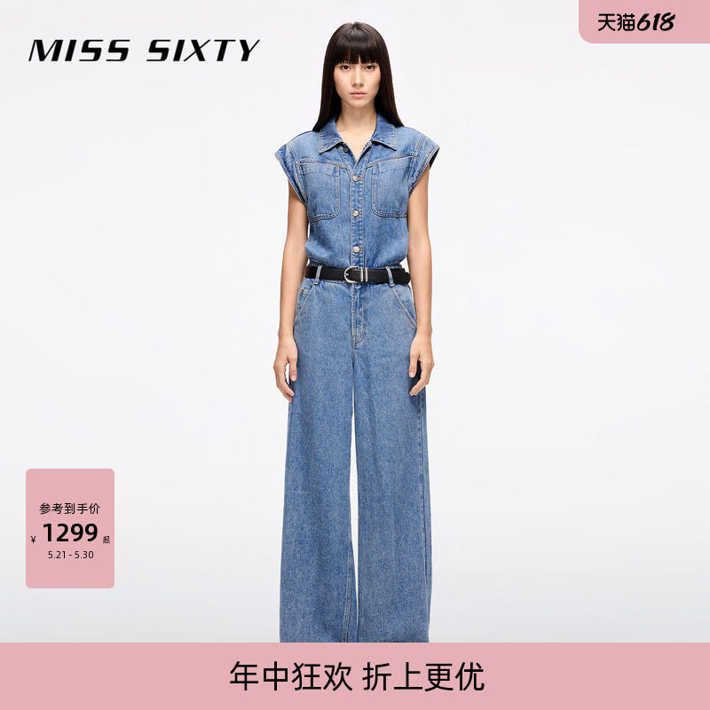 【免费改裤】【莱赛尔】Miss Sixty26夏季女一体式工装牛