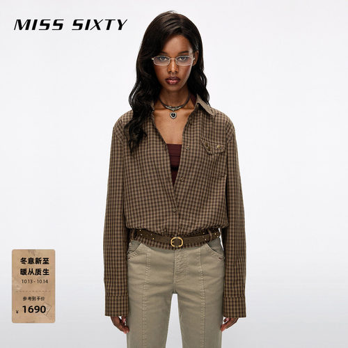 MissSixty附腰带格子衬衫