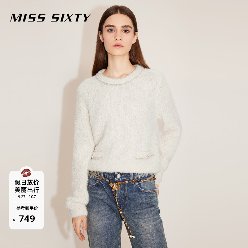 MissSixty圆领钉珠小香风针织衫