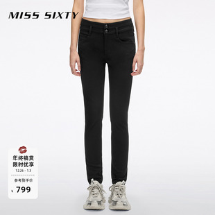 Sixty2026春季 四面弹小黑裤 新款 女双扣紧身提臀铅笔裤 牛仔裤 Miss