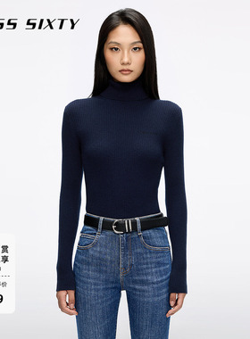 【保暖羊毛羊绒】Miss Sixty25秋新款针织衫高领紧身长袖毛衣