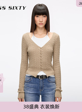 Miss Sixty2026春季针织开衫两件套内搭背心红色叠穿气质上衣