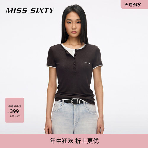 MissSixty假两件徽标T恤