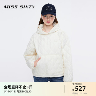 Miss Sixty棉服女宽松连帽套头棉衣落肩保暖休闲百搭上衣慵懒