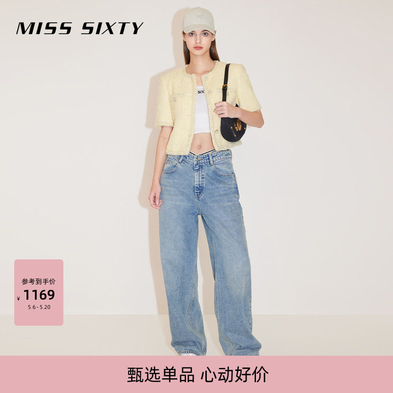 Miss Sixty短款上衣羊毛呢料外套女圆领温柔轻奢气质小香风