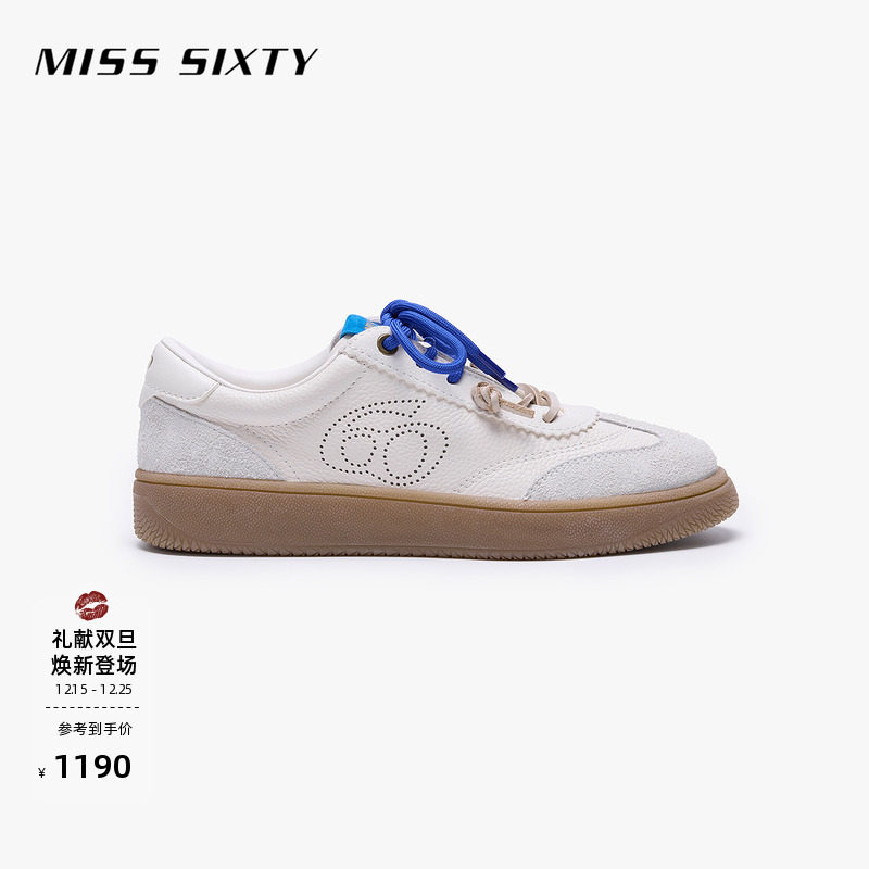 Miss Sixty2026春季新款运动鞋女双鞋带复古徽标真皮休