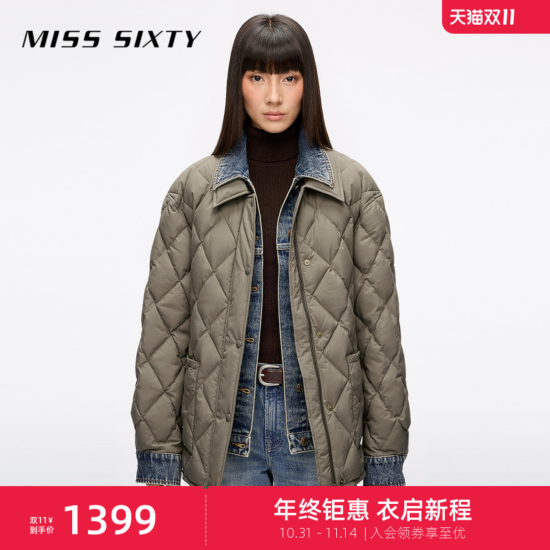 MissSixty牛仔拼接羽绒外套