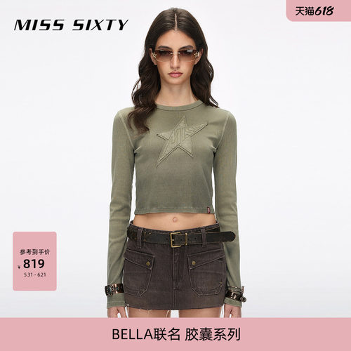 MissSixty褪色拼贴T恤