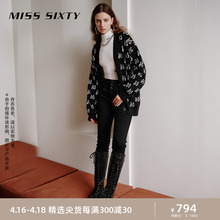 Miss Sixty2023冬季新款复合牛仔裤女三环高腰修身保暖铅笔裤显瘦