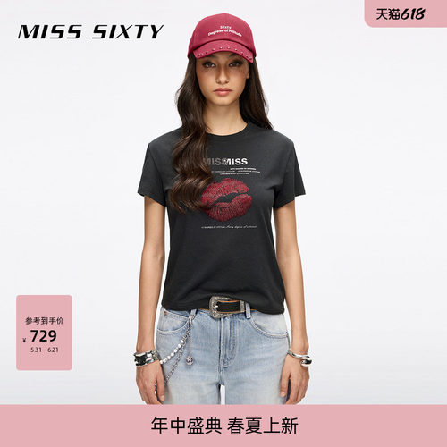 MissSixty唇印烫钻T恤