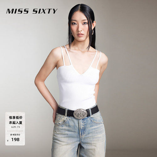 双肩带设计 含桑蚕丝针织 性感辣妹风