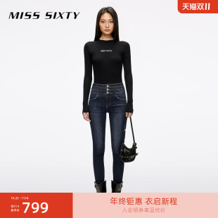 Sixty2025秋季 铅笔裤 新款 女三环高腰复古九分紧身裤 牛仔裤 Miss