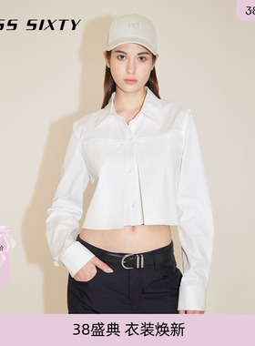 Miss Sixty春秋衬衫女长袖polo领设计感白色短款简约休闲百搭上衣