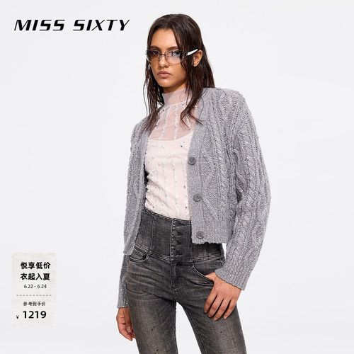 MissSixty复古麻花针织外套