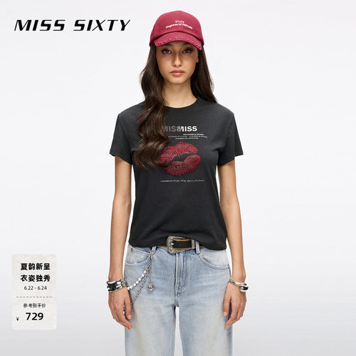 MissSixty唇印烫钻T恤