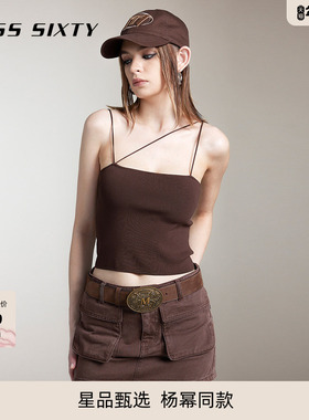 【杨幂同款】Miss Sixty吊带背心斜肩带内搭外穿短款气质