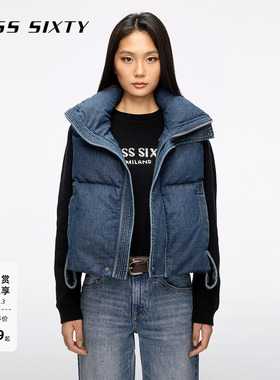 【保暖90鸭绒鹅绒】Miss Sixty2025冬季新款牛仔羽绒马甲背心立领