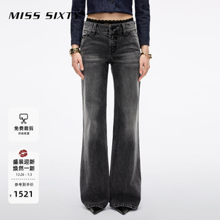 女性感蕾丝拼接腰头复古显瘦喇叭裤 Miss 牛仔裤 新款 Sixty2025秋季