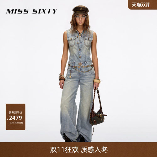 MissSixty做旧褪色牛仔连体裤