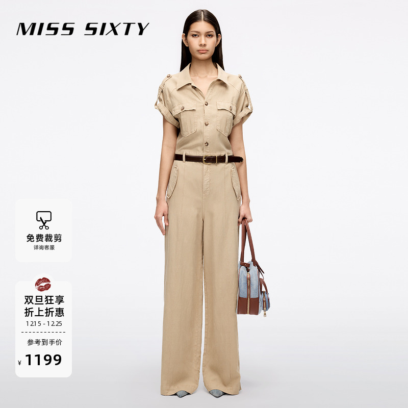 Miss Sixty25春夏新款一体式连衣连体裤配腰带显瘦百搭休